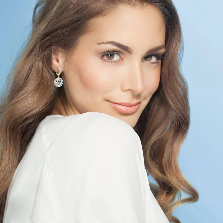 Cercei Penduți Rotunzi din Moissanit