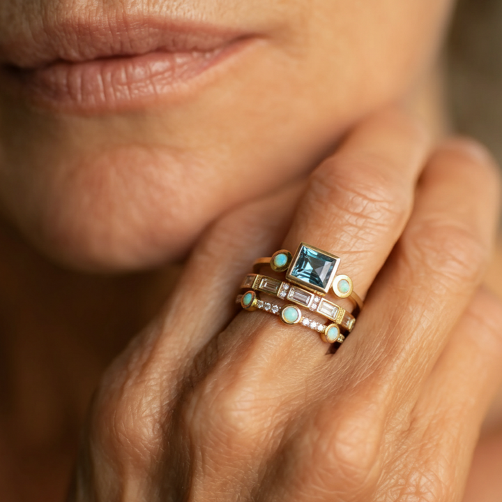 Set de Inele Vintage cu Cristale Albastre