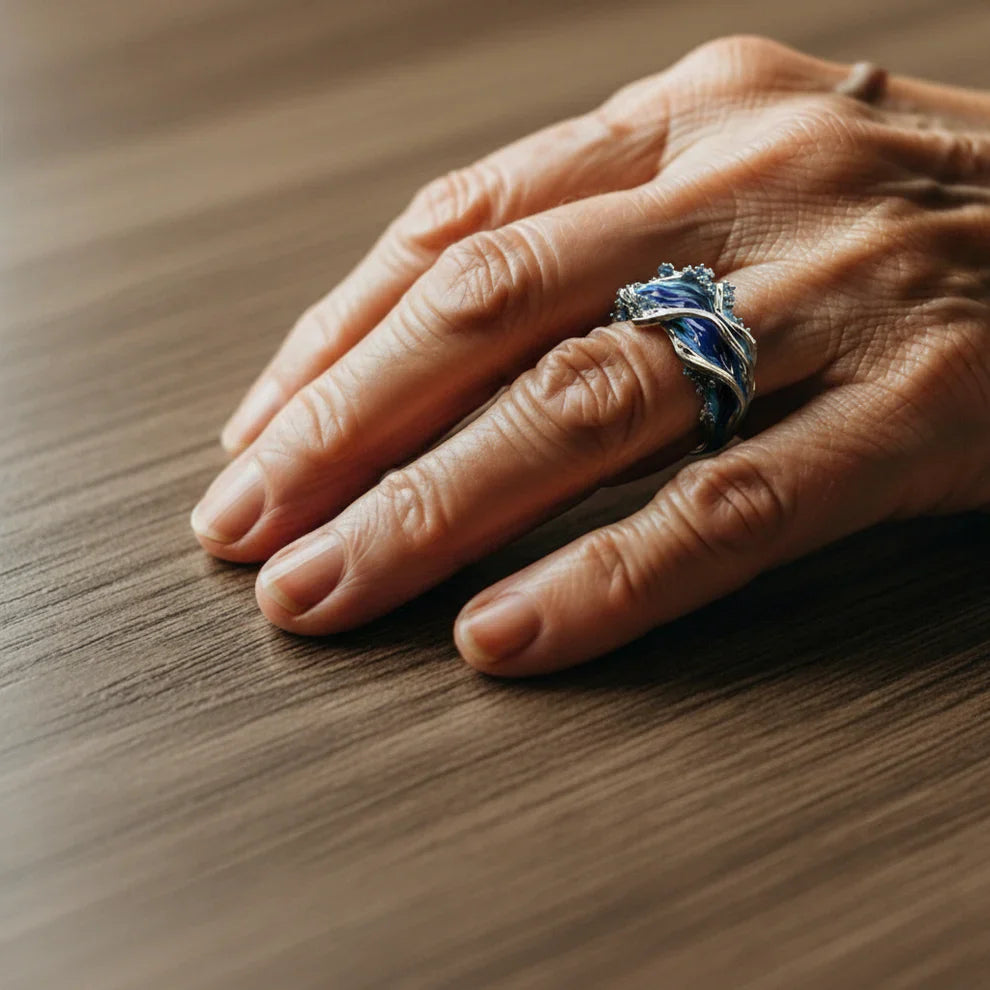 Inel Vintage Aurie cu Valul Oceanului