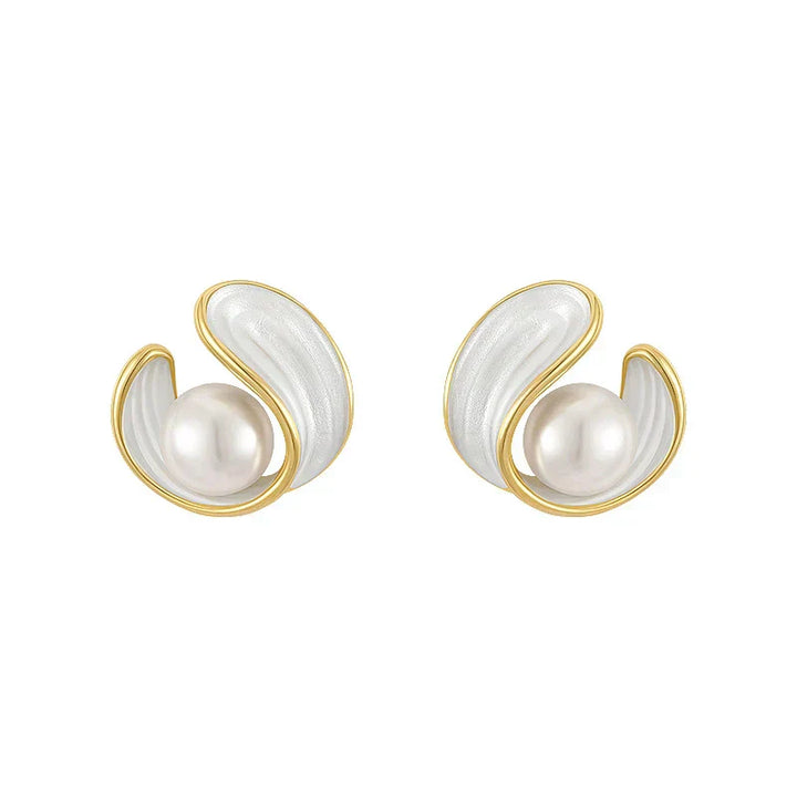 Cercei de lux cu opal alb și perle din aur