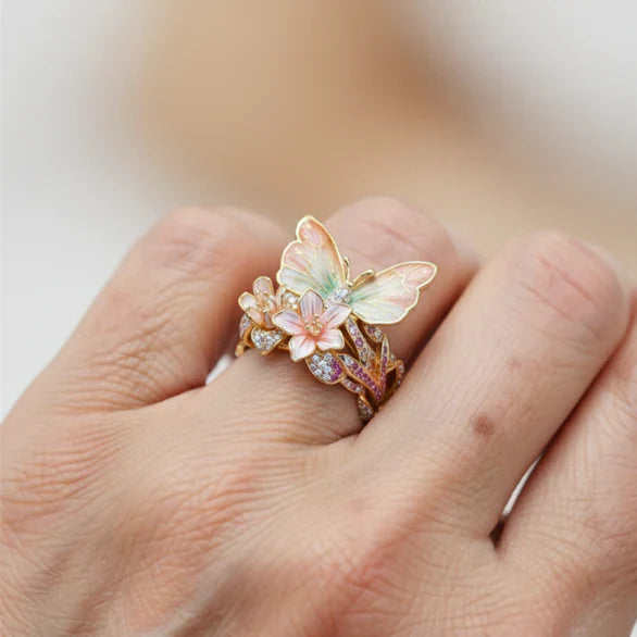 Inel Fluture Strălucitor din Natură cu Zirconiu