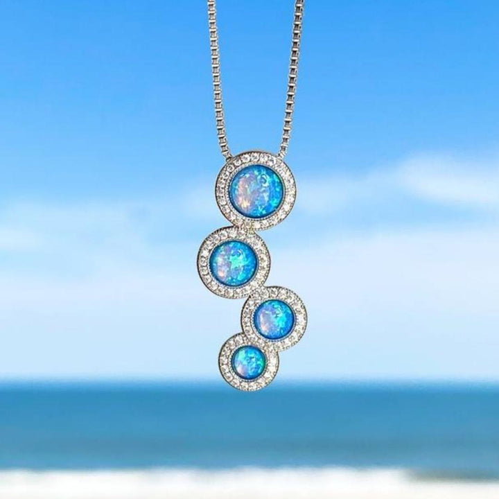 Colier din Zircon cu Opal în Argint