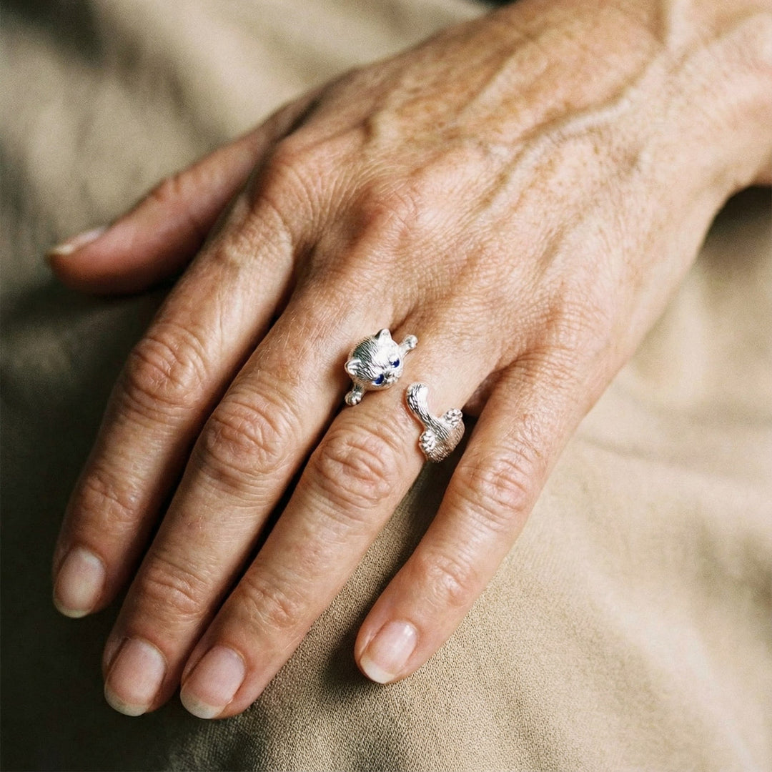 Inel Ajustabil din Argint 925 cu Pisicuță