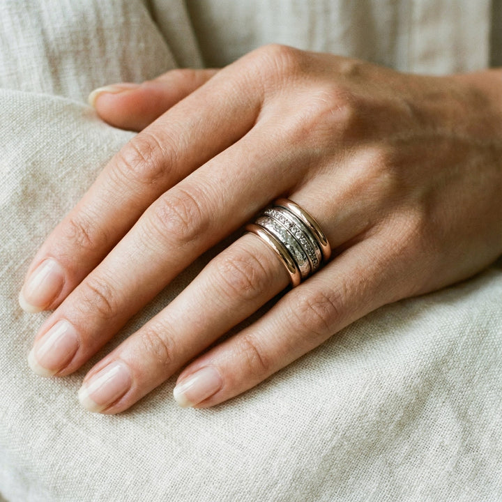 Inel Vintage Gros Aurit în Straturi