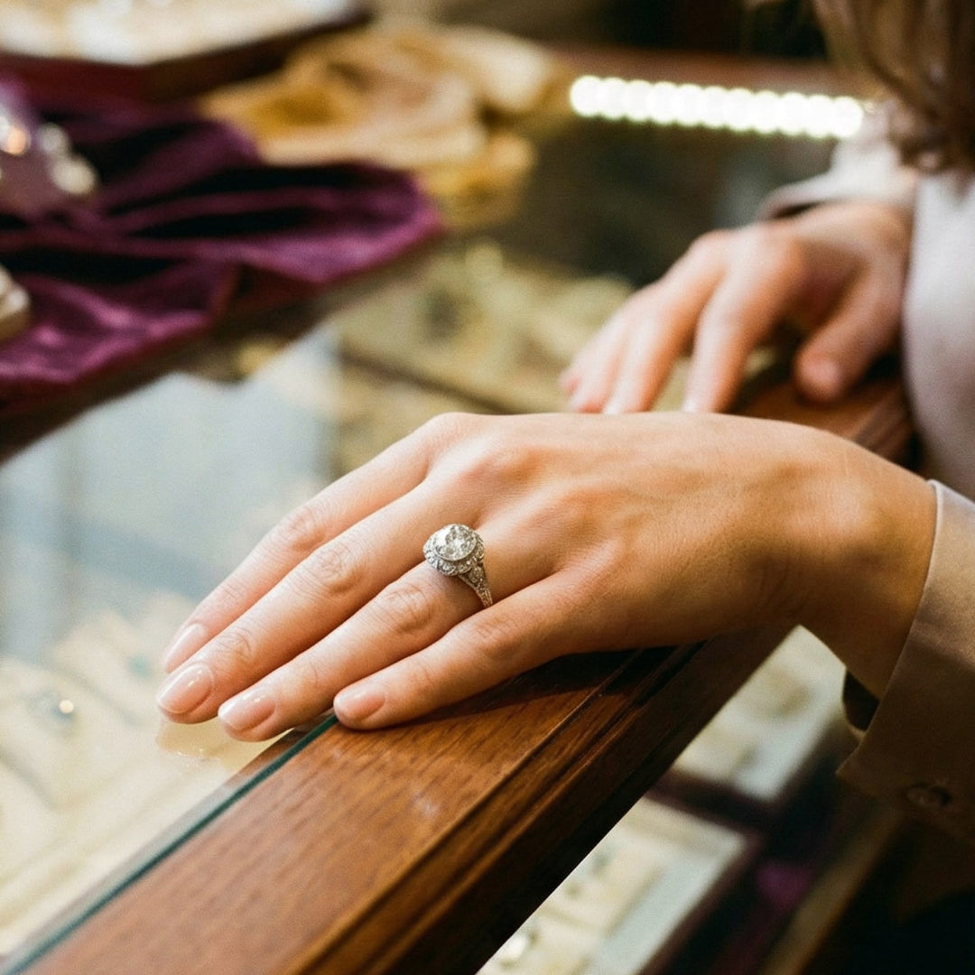 Inel vintage din argint cristalin