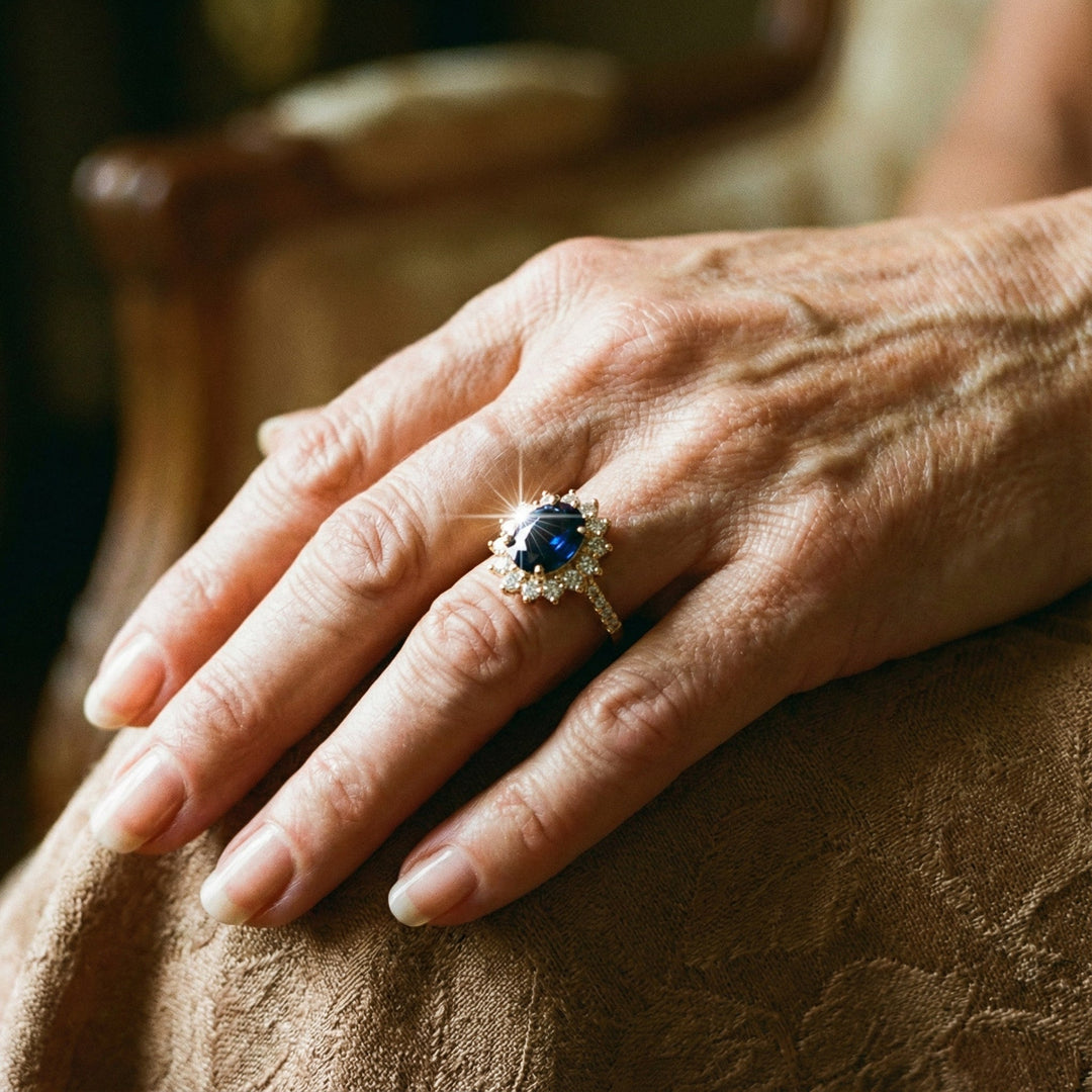 Inel cu Zirconiu Albastru Întunecat Strălucitor