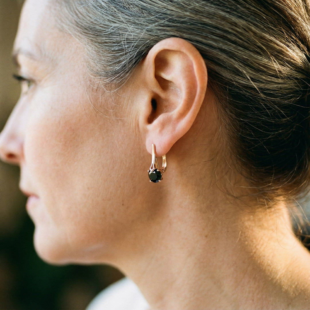 Cercei Eleganți din Aur cu Zirconiu Negru