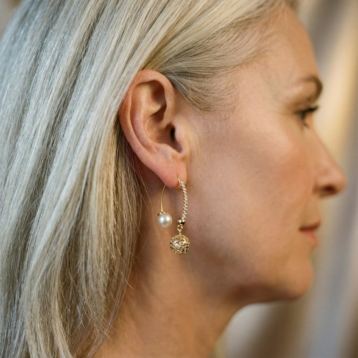 Cercei Vintage din Aur și Perle