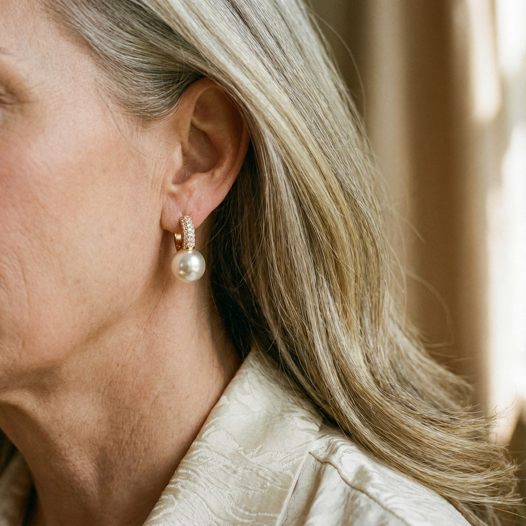 Cercei din perle cu strass