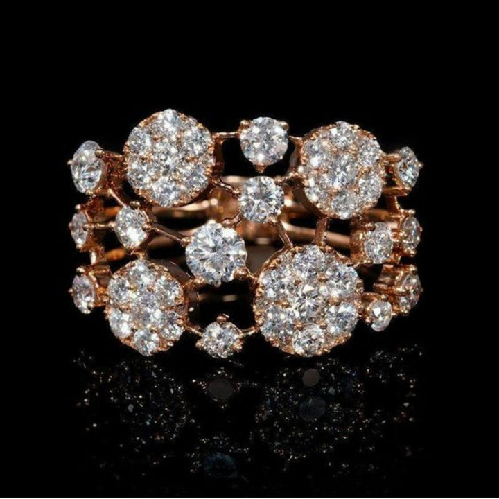 Inel Vintage Roz Aurit cu Pietre Strălucitoare Incrustate