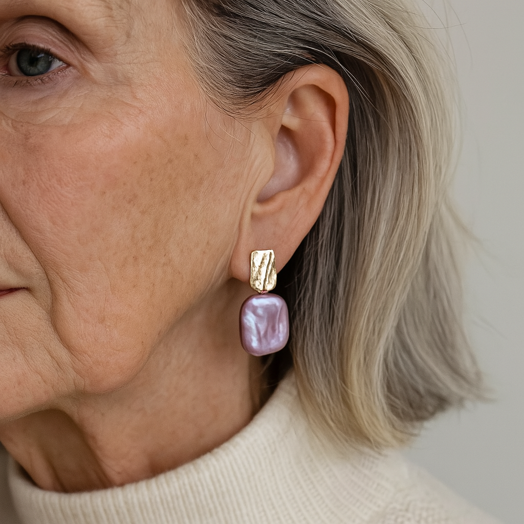 Cercei Eleganți din Aur cu Perle Baroce