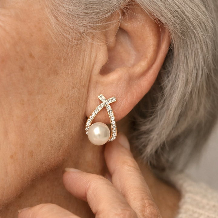 Cercei cu Perle și Cristale Întrețesute