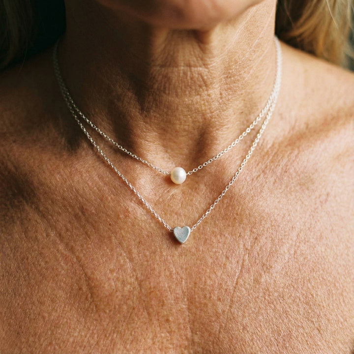 Colier cu Inimă din Argint și Perle