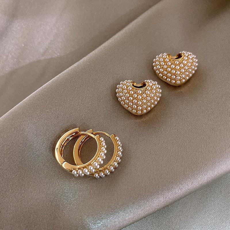 Cercei cu Perle de Dragoste din Aur