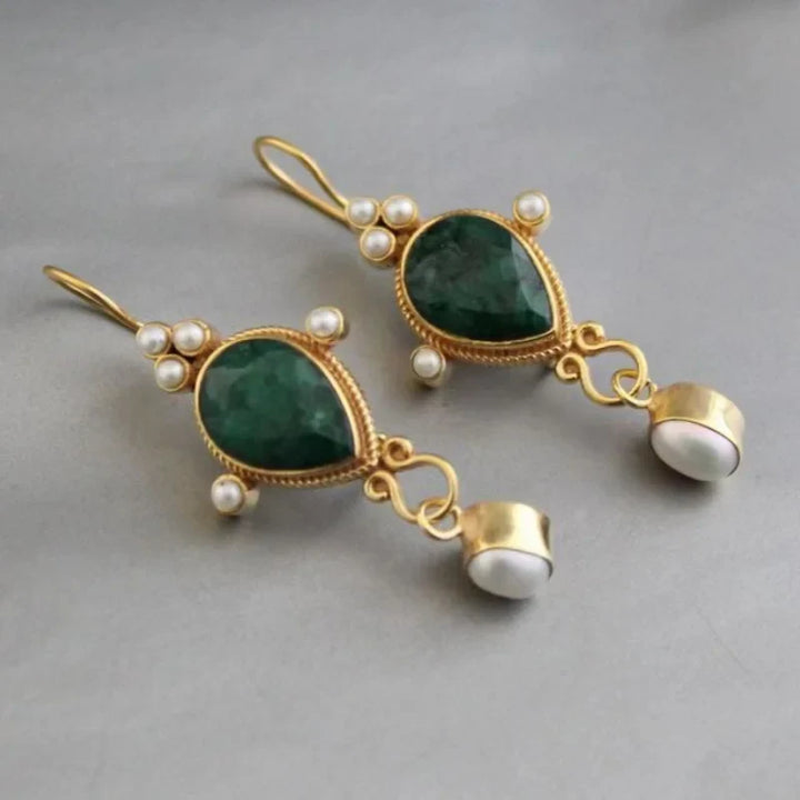 Cercei Vintage cu Rubin și Perlă