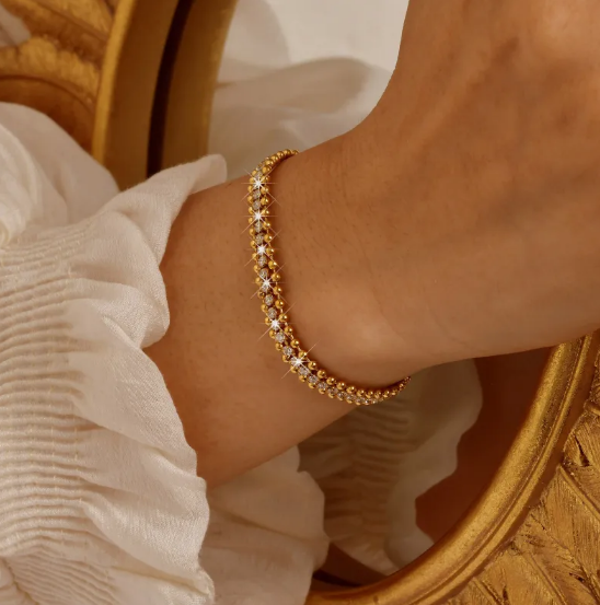 Brățară din Oțel Inoxidabil cu Lanț de Zircon