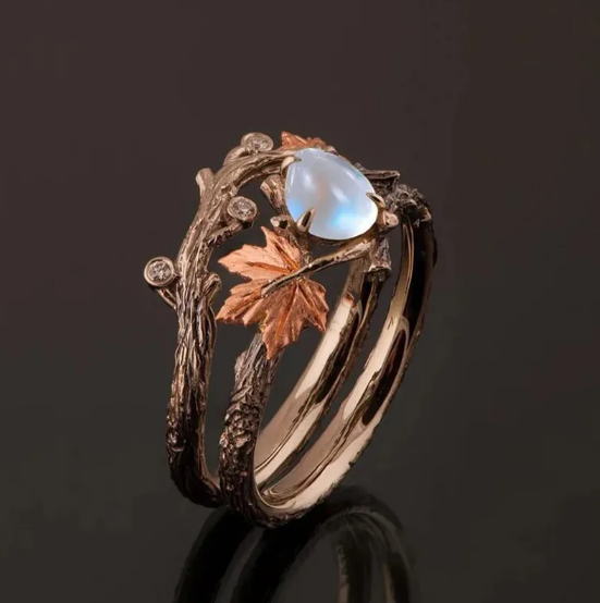 Iring Vintage Frunză de Arțar Aurie