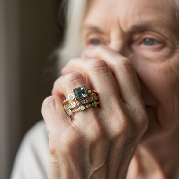 Set de Inele Vintage cu Cristale Albastre