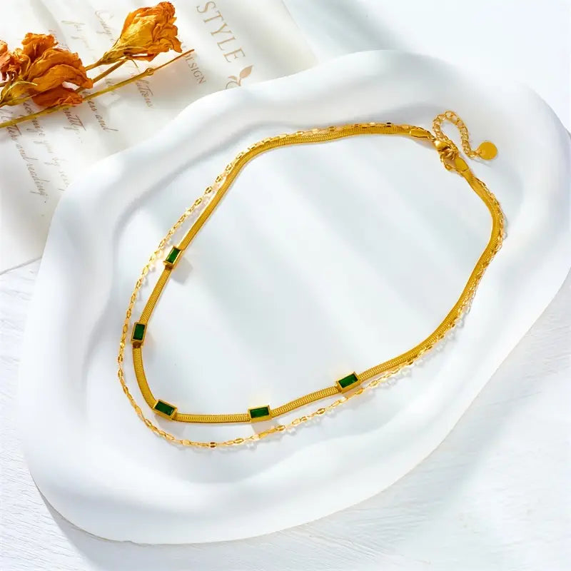 Colier Sorella Gem din două straturi din aur retro