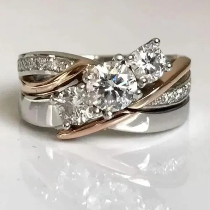 Inel Vintage din Aur și Argint cu Zirconiu