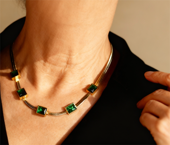 Colier Vintage din Zirconie Verde