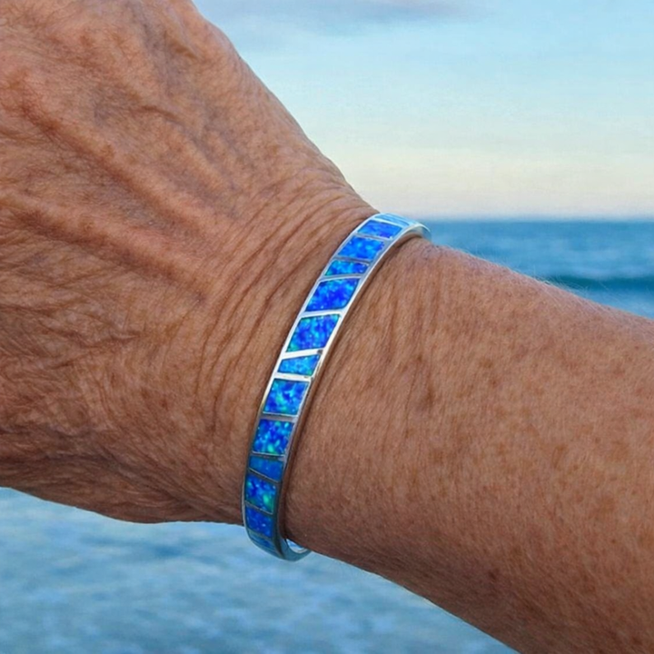 Brățară din opal albastru și argint